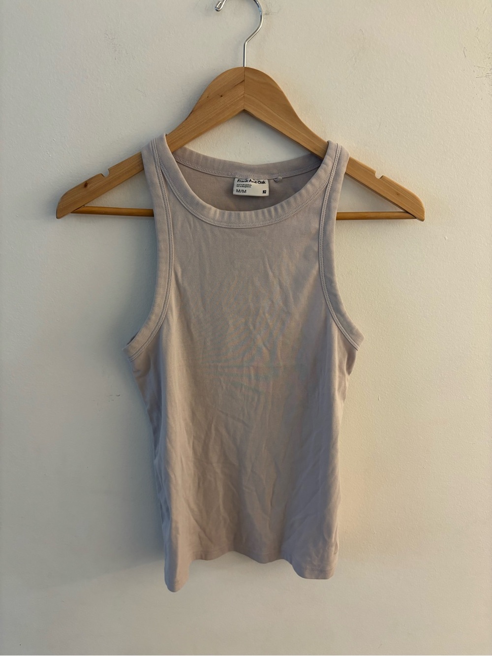 Frank and Oak- Womens Tank Top in Light Lavender Grey, size Medium, 94% Cotton